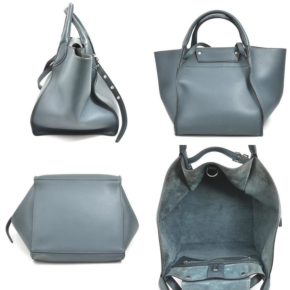 Celine gray shoulder blue leather bag big handbag